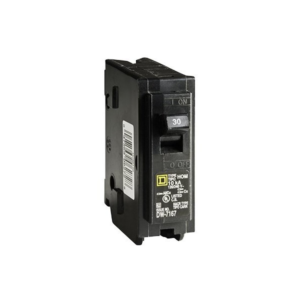 Square D Circuit Breaker, HOM Series, 30A, 1 Pole, 120/240V AC, 10kA HOM130CP - main